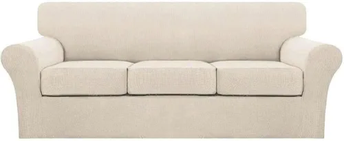Vista 94 de Turquoize 2 fundas para sillas de sala de estar, funda de sofá con fundas de cojín individuales, funda de muebles para sillas (silla, beige biscotti)