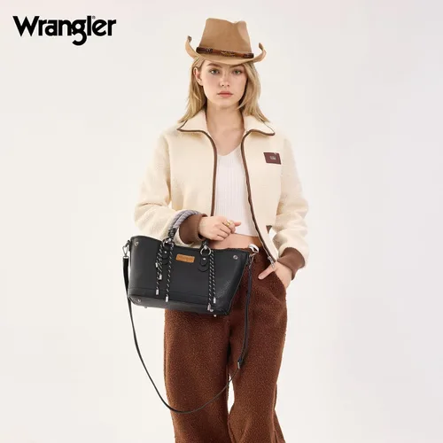 Vista 2 de Wrangler 2pcs Tote Bag Set Braided Rope Top Handle and Classic Tote