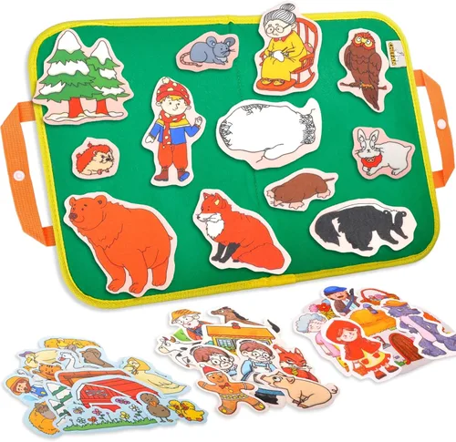 Vista 15 de CHEFAN Juego de Historias de Tablero de Felpa/Flanela de 4 Piezas, Piezas de Felpa PRECORTADAS para Tiempo de Círculo de Preescolares y Pequeños