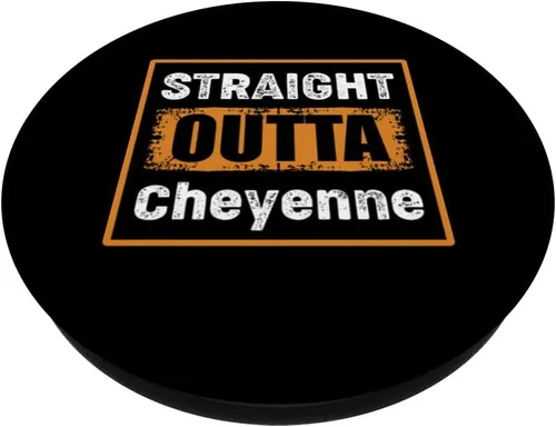 Vista 2 de Straight Outta Cheyenne Wyoming USA Retro Distressed Vintage PopSockets Swappable PopGrip