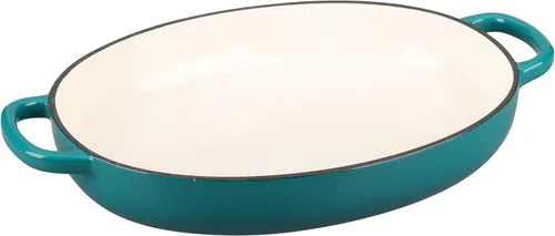 Vista 7 de EDGING CASTING Olla ovalada esmaltada de hierro fundido holandés con tapa, horno holandés de pan para hornear pan de masa madre, pan holandés, horno