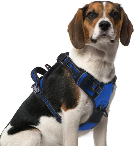 Vista 7 de PUPTECK Arnés táctico sin tirones para perro, tamaño mediano, arnés reflectante ajustable con asa para perro, de fácil control, cómodo y suave