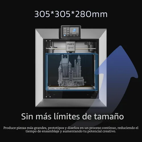 Vista 4 de Impresora 3D QIDI PLUS4, Impresión de Alta Velocidad Máxima 600mm/s, Calentamiento de Cámara 65℃, Nivelación Completa Automática, Extrusora Directa