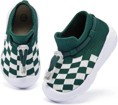 Vista 2 de MORENDL Zapatos de calcetín para caminar para bebé, 2 pies pequeños, pantuflas para niños pequeños, niñas y niños, suela suave, antideslizante