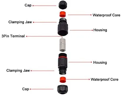 Vista 3 de 10 unids IP68 impermeable conector 3pin extensión al aire libre enchufe enchufe cable cable de alambre para coche camión barco interior/exterior