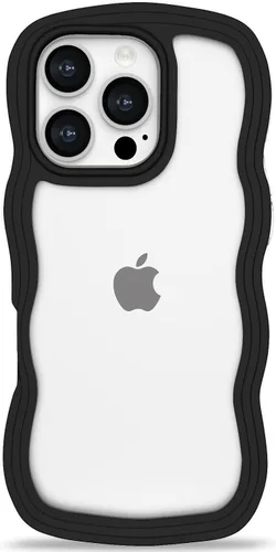 Vista 25 de Anuck Funda para iPhone 13 Pro con borde ondulado, diseño trasero transparente, agarre antideslizante, forma de marco rizado ondulado, a prueba
