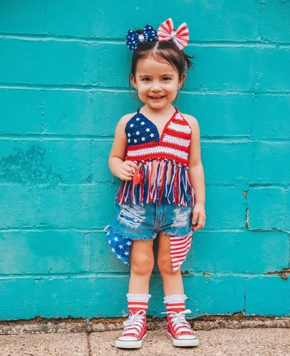 Vista 23 de Adobabirl Conjunto de ropa de verano para niña pequeña, sin mangas, acanalada, top halter y pantalones cortos, ropa de moda para niños con cinturón