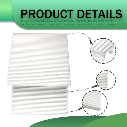 Vista 5 de 2 filtros de aire de cabina de repuesto para Honda Accord Civic Crosstour CRV Odyssey Pilot Passport para Acura ILX MDX RDX TLX ZDX reemplazar