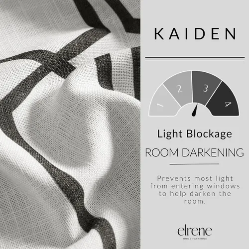 Vista 4 de Elrene Home Fashions Kaiden - Cortina geométrica de oscurecimiento de habitación, panel único, 52" ancho x 84" largo (1 panel), negro