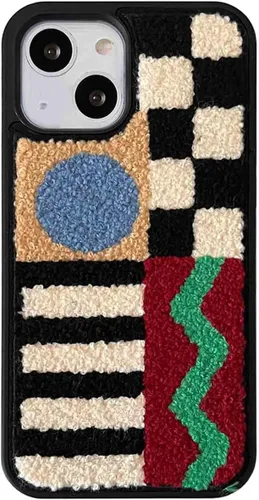 Vista 21 de Funda de briquetas linda y esponjosa para iPhone 14, 6.1 pulgadas (negro)