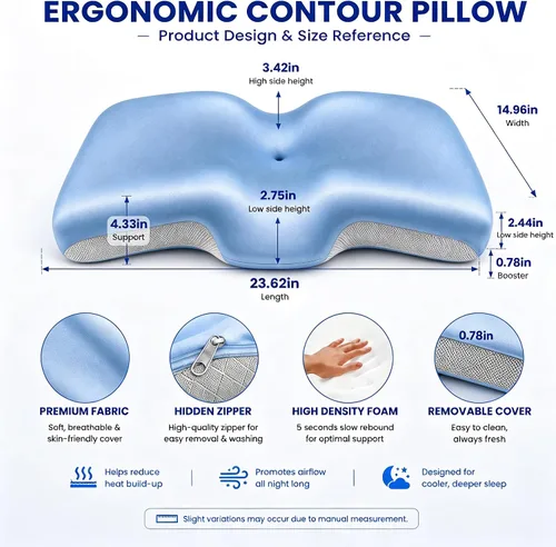 Vista 2 de Almohada cervical para el cuello, espuma viscoelástica de altura