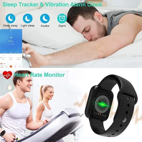 Vista 4 de LEOP Reloj inteligente, rastreador de fitness de 1.44 pulgadas con monitor de HR, rastreador de sueño, cronómetro, reloj de fitness impermeable IP65
