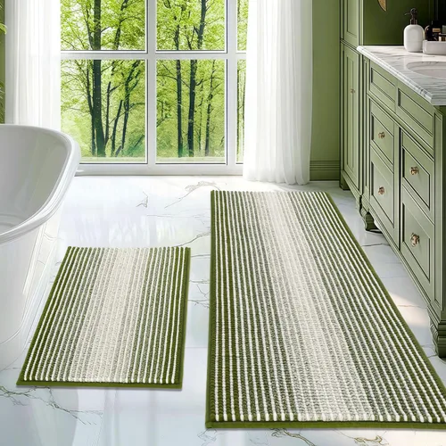 Vista 106 de BSICPRO Tapetes de baño de felpilla, 20 x 32 pulgadas, antideslizantes, absorbentes, suaves, peludos, para baño, lavables a máquina (salvia)
