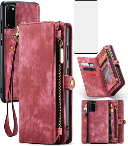 Vista 8 de Asuwish Funda de teléfono para Samsung Galaxy S20 Glaxay S 20 5G UW 6.2 pulgadas con cremallera, funda desmontable con protector de pantalla