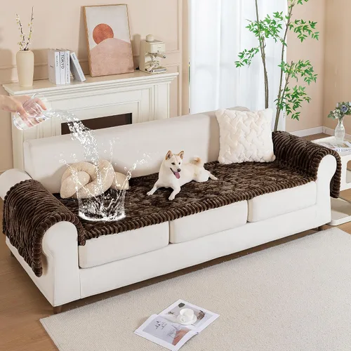 Vista 2 de PuTian Funda de sofá 100% impermeable y mullida para perros, lavable, antideslizante, protector de sofá, apto para mascotas, para sofás y sofás