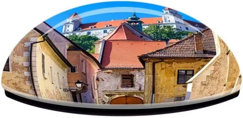 Vista 3 de Old Town Bratislava Eslovaquia Imán de nevera 3D Cristal de cristal turístico Colección de recuerdos de viaje Regalo Fuerte Etiqueta engomada