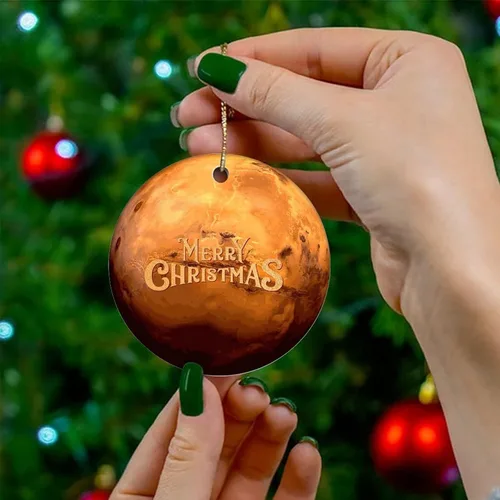 Vista 4 de Cheyan Divertido planeta galáctico cósmico adorno de porcelana de Navidad decoraciones para el hogar colgantes de Navidad órbita planetaria árbol