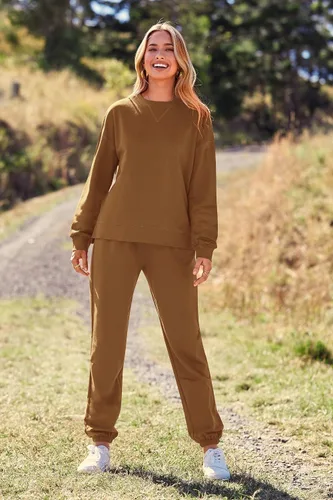 Vista 37 de Prettygarden - Conjunto de pijama de dos piezas para mujer, diseño de teñido anudado, sudadera informal de manga larga con pantalones largos, ropa