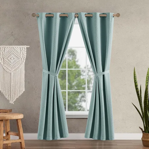 Vista 10 de Jessica Simpson Faye - Cortinas opacas rosas para dormitorio, 2 paneles de cortinas texturizadas con aislamiento térmico, cortinas de 38 x 96