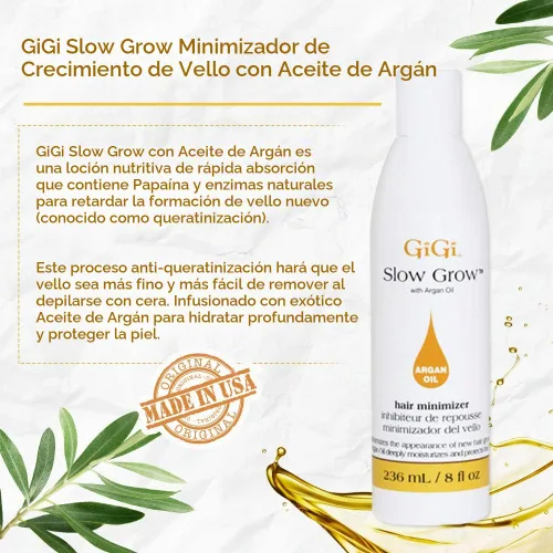 Vista 4 de Loción de crecimiento lento Gigi con aceite de argán, 8 oz Inhibidor del crecimiento