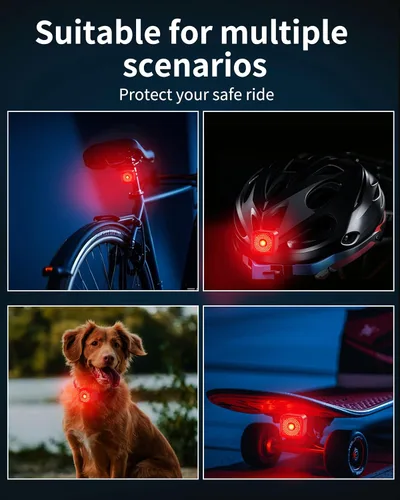 Vista 7 de DARKBEAM Luz trasera de bicicleta con pantalla LED, 6 modos de luz recargable USB-C, luz trasera de bicicleta impermeable IP55 para conducción