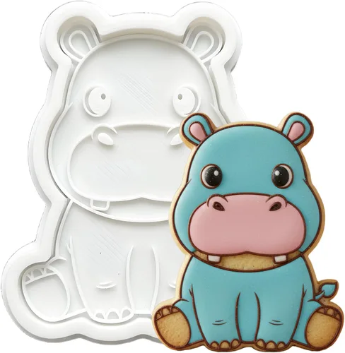 Vista 8 de Juego de 8 cortadores de galletas de animales con mango de sello 3D, diseño de selva para cocina, formas de pastel de ácido poliláctico