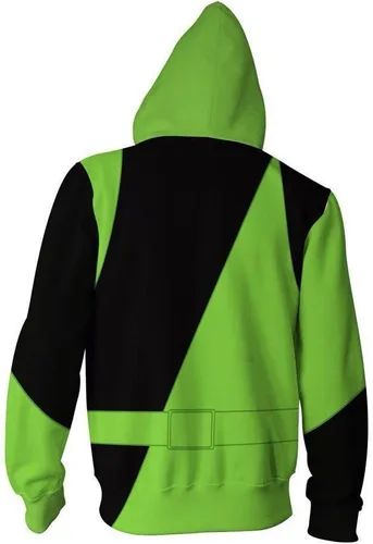 Vista 2 de Disfraz de Shego con capucha para adulto, con cremallera, chaqueta y uniforme de Halloween