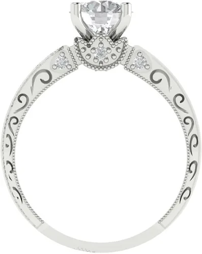 Vista 4 de Anillo clásico de 1,50 quilates con circonita de corte redondo brillante de 14 quilates