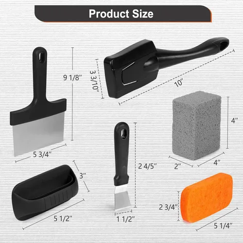 Vista 6 de Kit de limpieza de parrilla SHINESTAR para Blackstone, kit de limpieza de parrilla de parte superior plana de 12 piezas, equipado con almohadillas