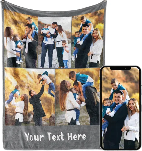 Vista 16 de Manta personalizada con imagen, se envía al día siguiente, impresa en Estados Unidos, manta de fotos personalizada, colores vibrantes, suave