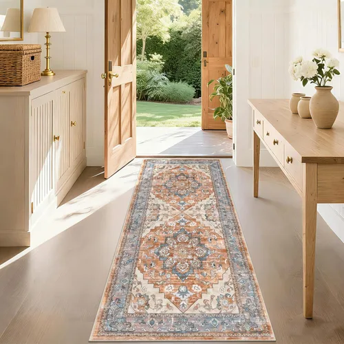 Vista 21 de Bsmathom Alfombra de Pasillo para Pasillos Antideslizante Lavable Boho 2x6 Alfombras de Pasillo Pelo Bajo Alfombras Vintage para Entrada, Cocina