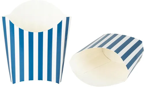 Vista 28 de Restaurantware Bio Tek - Taza de papas fritas desechables de 4.7 x 3.5 x 5.1 pulgadas, 100 vasos desechables para refrigerios, papel azul y blanco