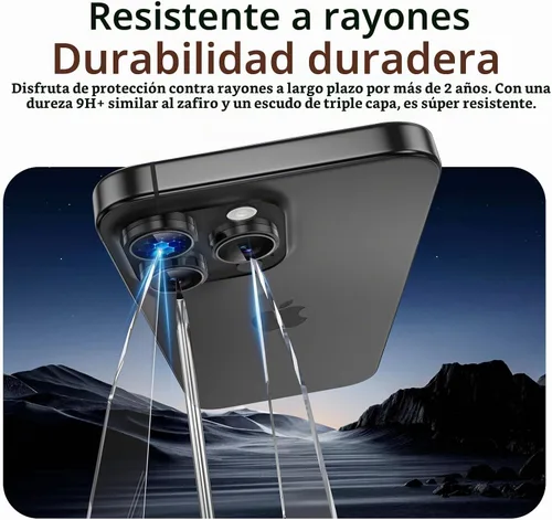 Vista 3 de Paquete de 2 protectores de lente de cámara para iPhone 17 Pro Max/17 Pro/16 Pro Max/16 Pro/15 Pro Max/15 Pro/14 Pro Max/14 Pro