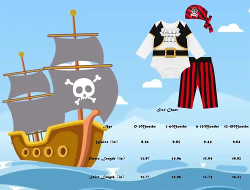 Vista 6 de Conjunto de pantalones de disfraz de pirata para bebés y niñas con sombrero