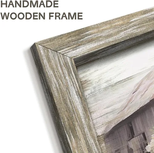 Vista 3 de Arte de pared de madera enmarcada de granja: arte de camión viejo rústico pintura de madera de granero para dormitorio