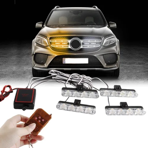 Vista 11 de Sidaqi 4 en 1 12V Estrobo de Emergencia Advertencia Rejilla Luces de Precaución Luces de Flash Para Coche Camión DRL Ambulancia Luces de Policía