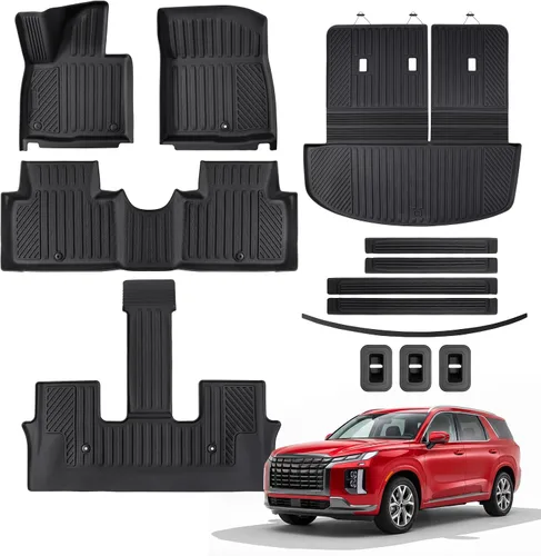 Vista 48 de Alfombrillas para suelo de Dodge Durango 2016-2025 2026 de 6 asientos, protector de carga para todo tipo de clima, TPE resistente, impermeable