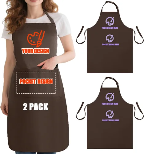 Vista 8 de BeautyWill Delantal personalizado personalizado para hombres y mujeres, delantales de cocina personalizados con bolsillos, nombre, texto, logotipo