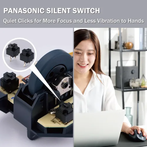 Vista 6 de [Usado] ELECOM - Ratón ergonómico inalámbrico para mano izquierda, 2.4 GHz con mini receptor USB, clic silencioso, 2000 DPI, 5 botones, sensor Negro