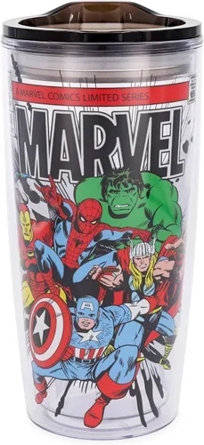 Vista 33 de Silver Buffalo Marvel Avengers Taza de viaje con diseño de Spider-Man, Capitán América, Thor, Hulk e Iron Man, de doble pared, con tapa de cierre