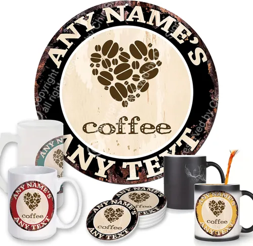Vista 9 de Café y té perfectos de café, tazas personalizadas de Chic Sign Rústico, estilo vintage, retro, cocina, bar, pub, cafetería, cobertizo de cueva 0079