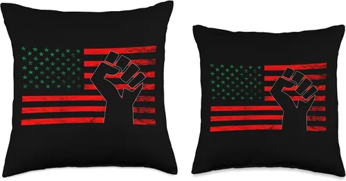 Vista 3 de Pan African Pride Black History Afro-American Black History Juneteenth Pan African UNIA Flag Throw Pillow, 16x16, Multicolor