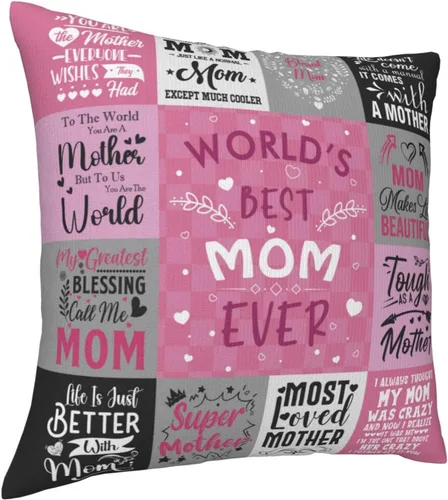Vista 2 de Funda de almohada para mamá de hija e hijo, regalo de cumpleaños de la madre, funda de almohada de 18 x 18 pulgadas