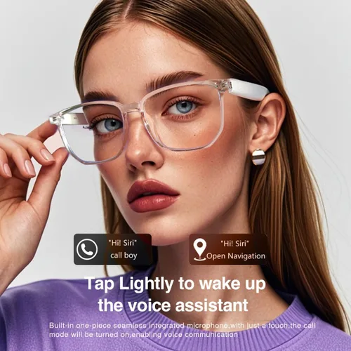 Vista 4 de Lentes inteligentes para mujer, lentes filtrantes de luz azul, tacto inteligente, carga magnética, protección UV400, audio de sonido claro