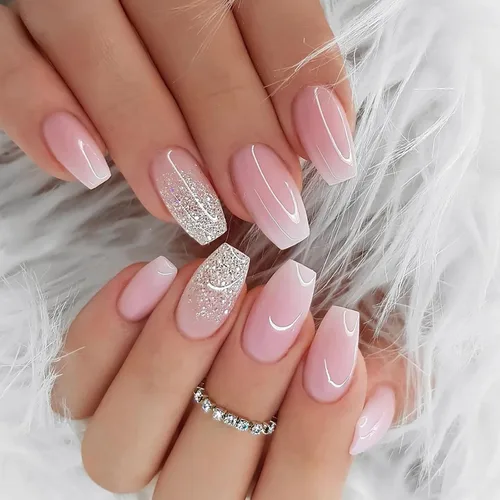 Vista 15 de Uñas postizas medianas con diseño de ataúd SWEKKE a presión, uñas postizas de cobertura completa rosa con diseños de flores, uñas adhesivas C1