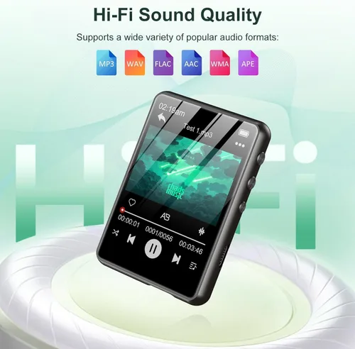 Vista 5 de Reproductor de MP3 de 128 GB - Reproductor de MP3 portátil con Bluetooth 5.3, reproductor de música portátil con radio FM, grabadora de voz