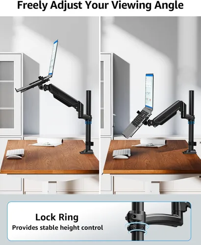 Vista 7 de MOUNTUP Soporte de escritorio para laptop, soporte ajustable para portátil de 17 pulgadas o monitor de 32 pulgadas, soporte de brazo para portátiles