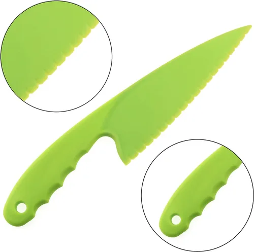 Vista 3 de RLECS Cuchillo de cocina de nylon de 3 colores, 3 piezas, juego de cuchillos de plástico, para pan de frutas, pastel, ensalada, lechuga, cuchillo