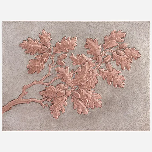 Vista 8 de Protector contra salpicaduras de cocina, ramas de roble y bellotas de cobre, panel de cobre personalizado, azulejos de cobre hechos a mano