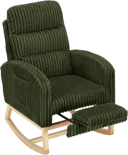 Vista 9 de GarveeHome Mecedora para guardería con reposapiés, balancín deslizante con Beige